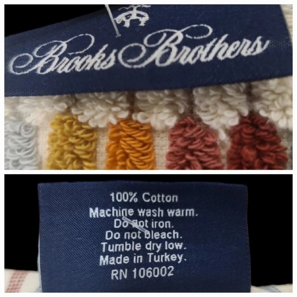 6pc BROOKS BROTHERS Fall Mosaic Tile Rainbow THICK PLUSH TURKISH Towel Set New